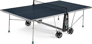 Cornilleau - 100X Outdoor Table Tennis Table - Foldable - Weatherproof - Ping Pong Table with 4 mm Melamine Resin Top - Blue or Grey