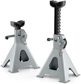 COSTWAY 2 Pack Axle Stand, 2 Tons Total Heavy Duty Ratchet Jack Stands with 27-42cm Adjustable Heights, Double Locking Design & Large Base, Car Support Lifting Stand for Vehicle Caravan