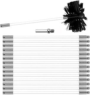 Chimney Cleaning Brush Kit Nylon Rotary Duct Vent Cleaning Set Flexible Chimney Sweep Kit Soot Cleaning Rods for Fireplace Dryer Vent 15 Flexible Rods 1 Brush Head 150mm
