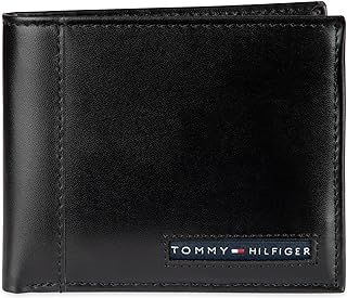 Tommy Hilfiger Men's Leather Wallet – Slim Bifold with 6 Credit Card Pockets and Removable ID Window, Black Cambridge, One Size