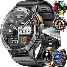 Smart Watch for Men, 530mAh Battery, 1.43″ AMOLED Display Fitness Watch with LED Flashlight, Bluetooth Call, IP68 Waterproof Fitness Tracker, 123+ Sports Modes, Heart Rate Monitor for Android & iOS
