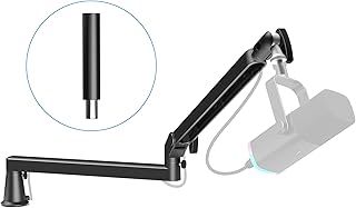 Low Profile Mic Arm 15cm Extra Riser Adjustable Mic Boom Arm Metal Desk Mounted Microphone Stand Cable Management Flexible Microphone Holder for Podcast Streaming Gaming Desktop