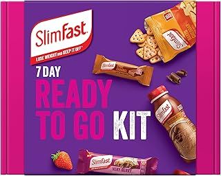 SlimFast 7 Day Ready To Go Kit, Healthy Snack Box for Balanced Diet and Nutrition, Starter Kit to Jump-Start Weight Loss 3-2-1 Meal Plan, includes 6 Shakes, 8 Meal Bars, 7 Snack Bags, 7 Snack Bars