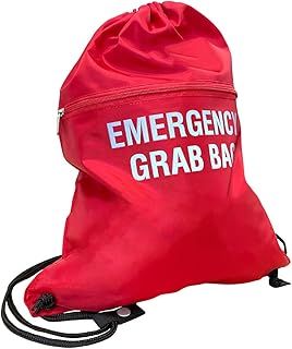Emergency Grab Bag - Reflective Lettering Printed - Red Documents & Equipment Drawstring Bag