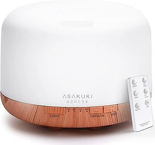 500ml Essential Oil Diffuser, Premium 5 In 1 Ultrasonic Aromatherapy Scented Oil Diffuser Vaporizer Humidifier, Timer and Waterless Auto-Off, 7 LED Light Colors