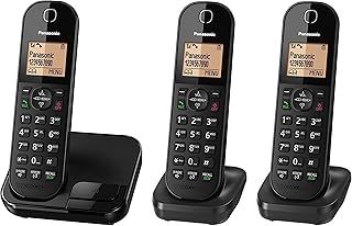 Panasonic KX-TGC41 Digital Cordless Phone with Nuisance Call Blocker, speakerphone and call waiting - Black (Pack of 3)