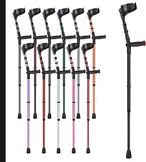 Ossenberg Soft Grip Closed Cuff Double Adjustable Crutch - Textured Black - Single | Height Adjustable Elbow Crutch for Men Women Adults Arthritis Soft Comfy Handle Forearm Ergonomic