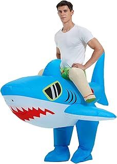 RHYTHMARTS Inflatable Shark Costume Ride on Shark Inflatable Costumes Fancy Dress Halloween Costumes Adult Costume