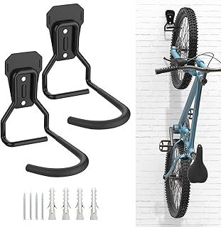 Housolution Bike Wall Mount, [2 Pack] Heavy Duty Bike Hanger Rack, Steel Coated Bicycle Storage Hooks, Bike Hooks for Wall Bike Hooks, Bicycle Storage Hanger Vertical Stand for Garage Wall Storage