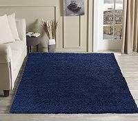 Plain Living Room Shaggy Area Rugs, polypropylene, Navy, 120x170cm(4'x5'6)