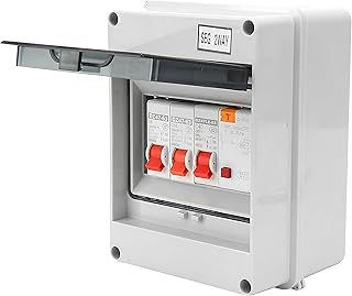 Consumer Unit 2 Way, IP65 Protection Garage Consumer Unit, Plastic Leakage Circuit Breaker, Fuse Box Consumer Unit for Garages, Caravans, Workshops, 40A 30mA RCD 2MCB 6A+16A