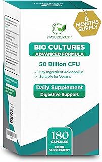Bio Cultures Complex Probiotics & Prebiotics 50 Billion CFU – 6 Months Supply - Acidophilus & Saccharomyces Boulardii Probiotic – 180 Vegan Capsules - Probiotics for Gut Health