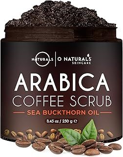 O Naturals Arabica Coffee Exfoliating Body Scrub Exfoliator - Anti Cellulite Dead Sea Salt Coffee Scrub For Face Body Legs & Foot Best Body Exfoliator & Cellulite Remover - Coffee Body Scrub