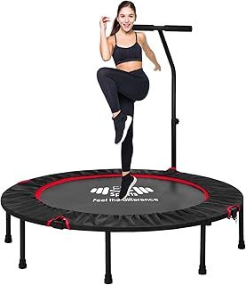 40"/48" Foldable Fitness Mini Trampoline, Rebounder for Adults, Indoor With Adjustable Handle for Body Exercise Workout, Max Load-140KG