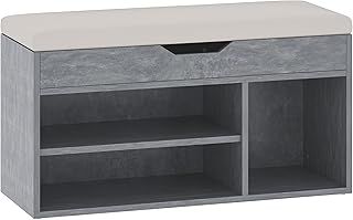 HOMCOM Shoes Cabinet Bench Hidden Storage Padded Seat Organiser Footwear Rack Hallway Oak Tone