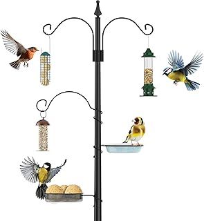 ZENO Bird Feeders Hanging Station | Bird Feeder | Heavy Duty Feeding Station for Birds | Birds Feeding Pole | Multi Feeder Standing with Metal Suet, Water Dish | Includes 2 Stations