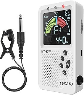 Guitar Tuner Metronome, LEKATO Rechargeable Guitar Tuner 3 in 1 Digital Metronome with Human Voice Beat, LED Color Display Multifunction Tuner for Guitar, Bass, Violin, Ukulele, Chromatic and Trumpet