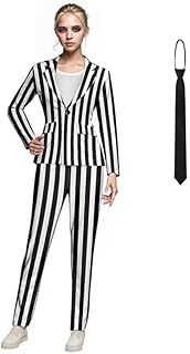Beetle-juic Costume Kids with Shirt Black and White Stripes Cosplay Fancy Dress Costume for Halloween Party Carnival