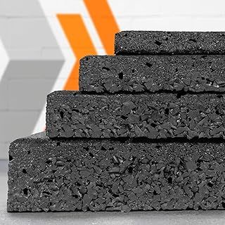 METIS Non-Slip Gym Flooring Tiles | 1m x 1m Recycled Rubber Mats for Superior Gym Protection – Available in Blue, Black or Grey [Individual Mats & Pallets] (Black, 10mm [1x Mat])