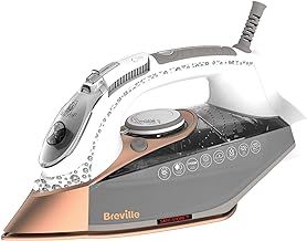 Breville VIN401 DiamondXpress Iron, 200G Steam Shot, Multi-Directional Diamond Ceramic Soleplate, 3100 W, 400 milliliters, White & Rose Gold