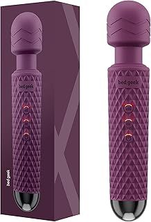 bed geek Handheld Wireless Personal Wand Massager – Waterproof, USB Rechargeable, 20 Vibration Patterns, 8 Speeds, Memory Feature, Skin-Soft Silicone for Ultimate Relaxation Massage Wand
