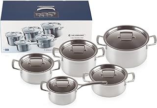 Le Creuset 3-Ply Stainless Steel Cookware Set, 5 Pieces , Silver, 96209400001000