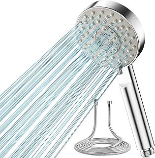 Shower Head and Hose 2M, Magichome Shower Head High Pressure with 5 Spray Modes, Turbocharged Design Power Showerhead for Low Water Pressure
