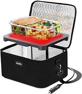 Aotto Portable Oven Electric Lunch Box Food Heater - 12V/24V 2-in-1 Car Food Warmer Heated Lunch Box for Adults Reheating and Keeping Lunch/Dinner Warm in Car/Truck/Travel, Black