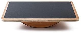 StrongTek Professional Wooden Balance Board, Rocker Board, Wood Standing Desk Accessory, Balancing Board for Under Desk, Anti Slip Roller, Core Strength, Stability, Office Balance Boards