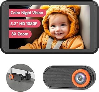 LUCKVIEW Car Camera for Baby - 5.2” 1080P Display Baby Car Camera with Full-Color Night Vision, 360° Rotating Adjustable Car Baby Monitor, Full Crystal Clear View for Back Seat Rear Facing (BM2)