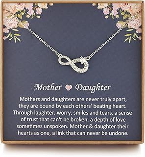 NOURISHLOV Mother and Daughter Necklace, Sterling Silver Infinity with Heart Necklace for Mom, Mum Gifts from Daughter, Mothers Day Gifts, Birthday Jewelry