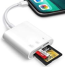 SD Card Reader for iPhone iPad, Trail Game Camera SD Card Reader Viewer,Memory Card Reader Adapter with SD & MicroSD card slots,Plug and Play