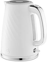 Swan SK14611WHT Windsor Rapid Boil Kettle with Removable Limescale Filter, Boil Dry Protection and Hidden Cord Storage, 1.7L, 3KW, White