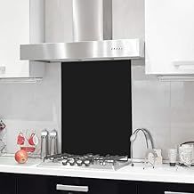 60x70cm Black Tempered Glass Splashback for Kitchen, 6mm Toughened Glass Heat Resistant Splashbacks for Cookers