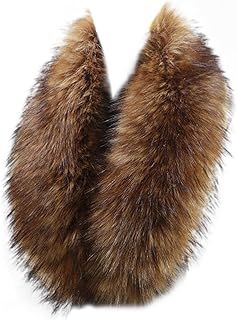 haozaikeji Women's Faux Fur Collar Fluffy Fake Fur Scarf Wrap Winter Neck Warm Fur Trim for Coat Jacket Parka Hood Replacement 90cm