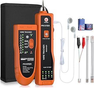 Proster Network Cable Tester Cable Tracer with Battery Earphone Sensitive Wire Tracker Telephone Cable Tester Wire Tracer for LAN Ethernet RJ45 RJ11