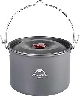 Naturehike Camping Soup Pot Cookware with Lid Large Outdoor Portable Hanging Pot Cooking Set for 1-6 people