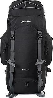 Eurohike Nepal 65 Litre Rucksack with Ventilated Back Panel & Padded Harness, 65L Backpack, Bag for Men & Women, Adjustable, Lightweight, Camping, Hiking, Trekking, Travelling, Outdoors, Black