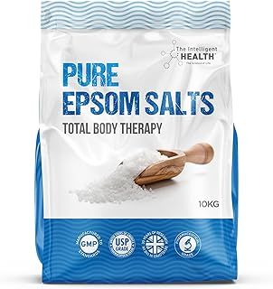 Intelligent Health Pure Epsom Salts 10kg, Total Body Therapy, 100% Pure Premium Quality Magnesium Sulphate Traditional Bath Soak, Fine 1.4mm Easily Dissolvable Grain Size, Vegan Friendly