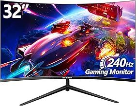 CRUA Gaming Monitor 32 Inch 240Hz, Curved PC Monitor Full HD 1080P 1500R Frameless Computer Monitor with FreeSync and Eye Care Technology, Supports VESA