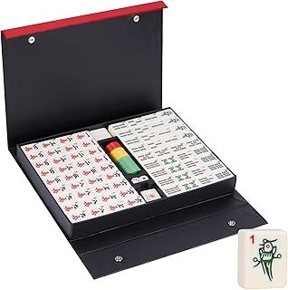 Nisorpa 3.6x2.8cm Chinese Majong Set, Solid Structure Easy To Read Mah Jongg Game,144PC Large Mahjong Tile Set,Complete Majong Numbered Sets for Party Family Game 麻将 (W:3.6x2.8x1.8cm)