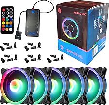 Jedel 5 RGB Case Fan Set, 5x 120MM RGB Cooling Fans with Remote Control, Desktop & Laptop Compatible