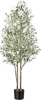 6FT Artificial Tree, Lifelike Olive Leaves, Faux Tree Indoor Outdoor for Home Living Room Bedroom Balcony Corner Office Garden Decor, 180cm