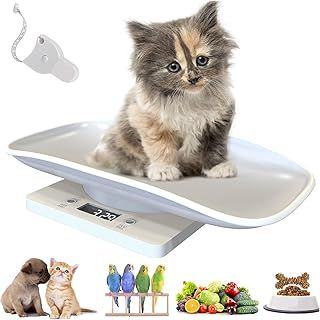 Weighing Scales Digital Pet Scales Weighing Small Cat Dog Puppy Scale, LCD Electronic Food Scale Kitchen Scales, Switchable Unit g/lb/oz, with Comfortable Tray for Hamster Bunny Bird, 15KG/33 lbs