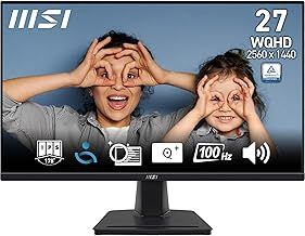 MSI PRO MP275Q 27 Inch WQHD Office Monitor - 2560 x 1440 IPS Panel, 100 Hz, Eye-Friendly Screen, Built-in Speakers, Tilt-Adjustable - HDMI 2.0b, DP (1.2a)