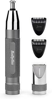 BaByliss Super-X Metal Precision Detail Trimmer - 3-in-1 Nose, Ear & Eyebrow Trimmer, 2 Attachments, 2 Comb Guides, Battery-Powered – E116E