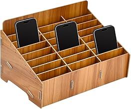Cell Phone Storage Box 24 Grids Wooden Storage Box Mobile Phone Storage Box Wooden Cell Phone Holder Multifunctional Desktop Organizer for Classroom School Office