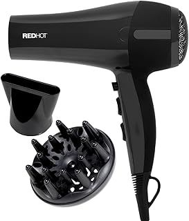 37019 2200W Professional Hair Dryer with Diffuser & Concentrator Nozzles for Dual Styling / 3 Heat Settings, 2 Speed Settings & Cool Air Mode/Black