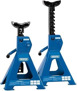 Draper 30878 Ratcheting Axle Stand, 2 Tonne Capacity, 36mm x 85mm Saddle, Pair