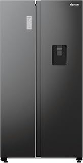 Fridgemaster MS91547BFE Freestanding American Side by side Door Fridge Freezer 547L, Black, Inverter compressor with Non-Plumbed Water Dispenser, Black, 98.5 × 186.5 × 76.5 cm (W×H×D) Energy Rating E